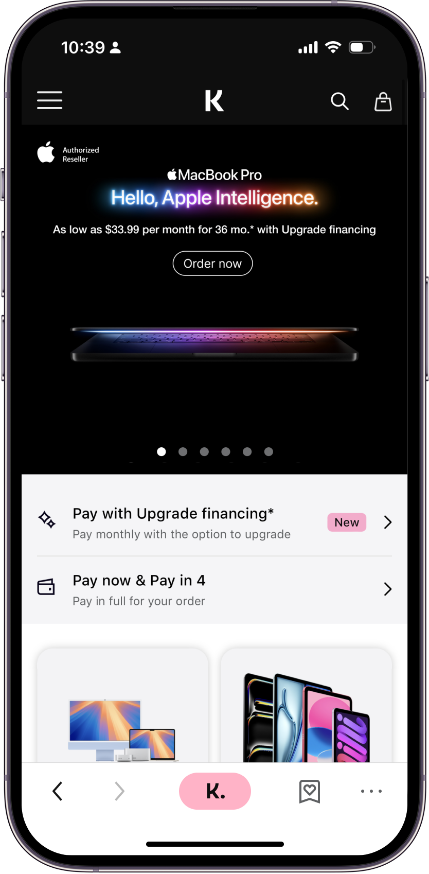 Apple From Klarna home page